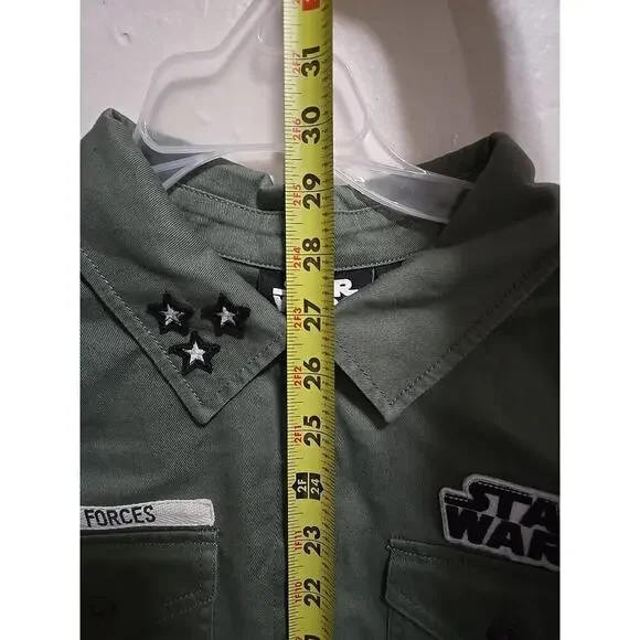 Star Wars Shirt Women Green Army Patches Rebel Alliance Elite Force Size Medium - Picture 11 of 14